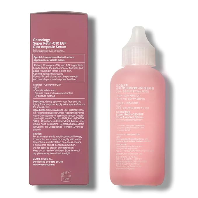 COSNOLOGY Retinol Anti-aging Serum with Coenzyme Q10,EGF,Pore Minimizing,Wrinkle Reduction,Centella Extract for Skin Soothing & Hydration | Clean Beauty, 2.70 fl.oz(80ml) | Korean Skincare-Velvo Beauty