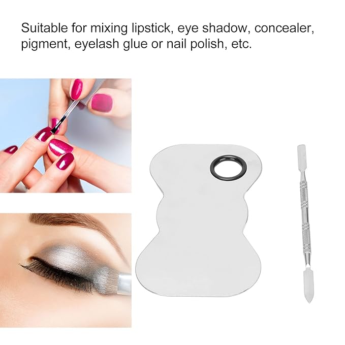 Cosmetic Makeup Palette Spatula, Mixing Bow Shape Stainless Steel Makeup Palette for Cosmetic Blend-Velvo Beauty