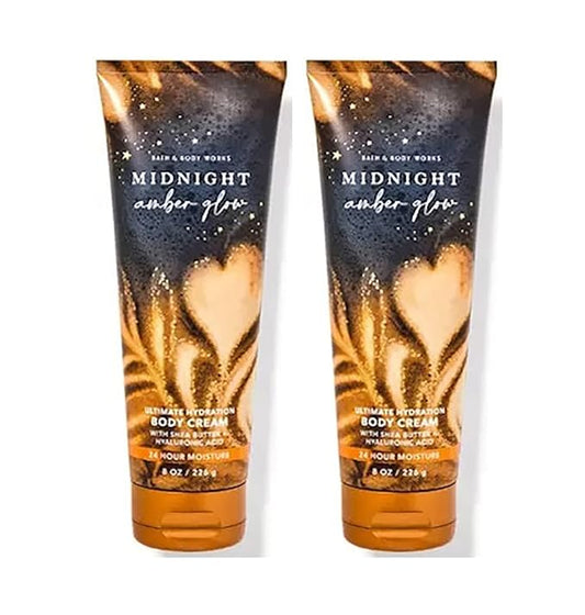 Bath & Body Works Midnight Amber Glow Ultimate Hydration Body Cream For Women 8 Fl Oz 2- Pack (Midnight Amber Glow), 8.0 ounces-Velvo Beauty