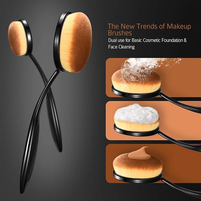 2 Sets Yoseng Oval Makeup Brushes 10 Fashionable Super Soft Professional Oval Toothbrush Foundation Contour Powder Blush Blending Brush Cosmetic Brushes Tool Set ink with Box Black(2 Pack)-Velvo Beauty