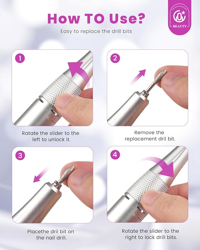 CozyZen Cordless Electric Nail Drill, 45000 RPM Rechargeable Diamond E-File, Portable & Low Noise for Acrylic/Gel Nails, Manicure & Pedicure - Professional & Home Use-Velvo Beauty