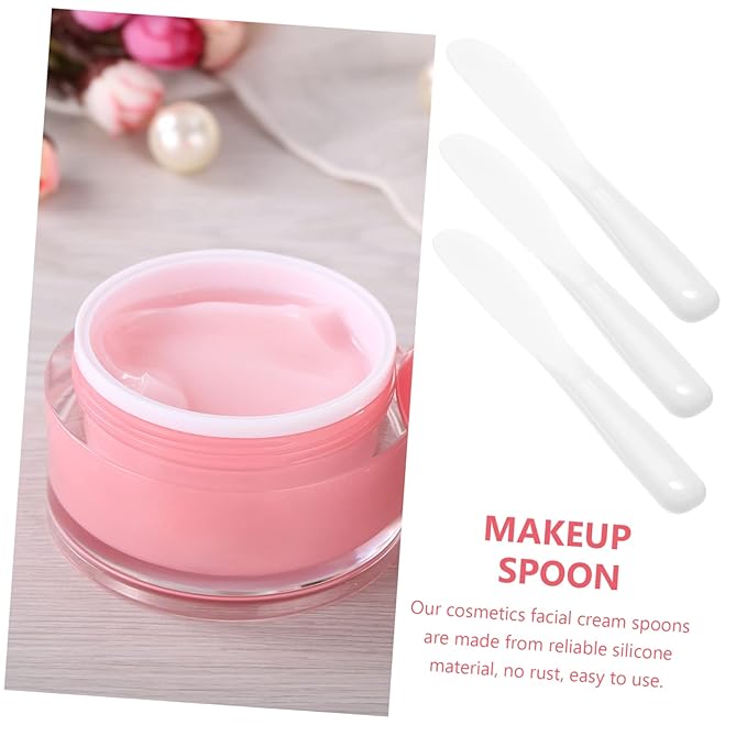 Beaupretty 10pcs Tool Stick White Makeup Silicone Makeup Spatula Mini Silicone Spatula Silicone Stirring Tools Spatulas Cosmetic Long Spatula Barber Film Stick Face-Velvo Beauty