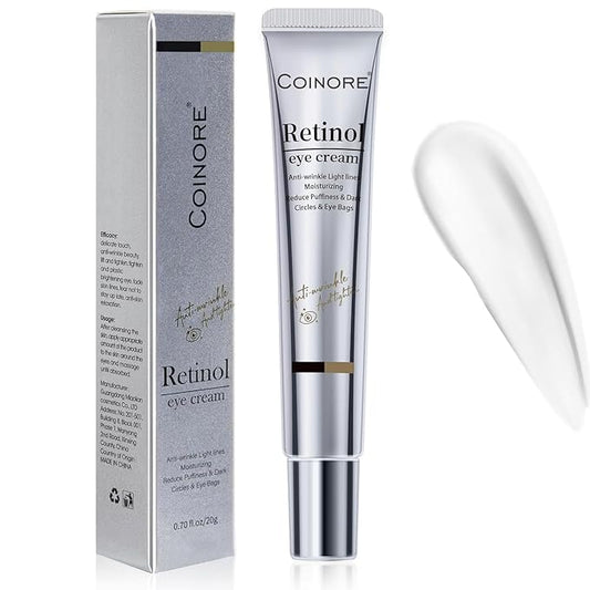 Retinol Under Eye Cream - Cream for Men & Women, Dark Circles, Puffiness & Wrinkles, Anti-Aging Eye Cream for Fine Lines, 0.7 Fl Oz-Velvo Beauty