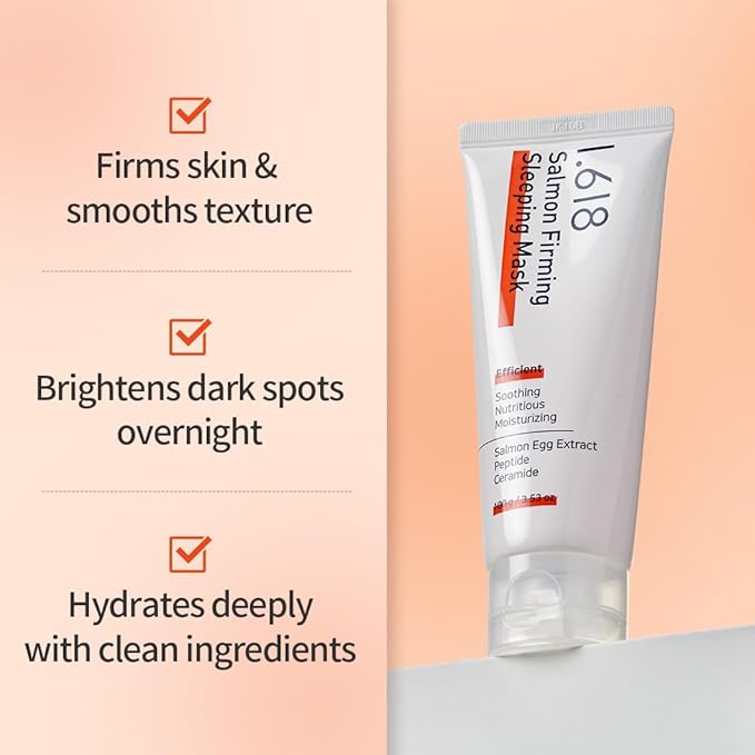 1.618 Salmon Firming Sleeping Mask with Ceramides & Hyaluronic Acid – Hydrating, Soothing, Anti-Wrinkle Overnight Face Mask for Dry & Sensitive Skin | Fragrance-Free | K-Beauty | 3.53oz-Velvo Beauty