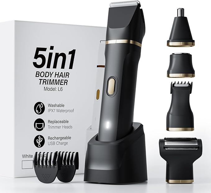 Electric Razors for Women, 5-in-1 Wet/Dry Bikini Trimmer with USB Charge Dock, Deluxe Facial Hair Removal, Wet/Dry Body Shaver for Nose Eyebrows Beard Underarm Leg Arm, IPX7 Waterproof (Black)-Velvo Beauty