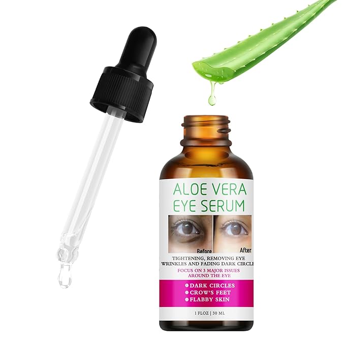 Aloe Vera Eye Serum Dark Circles Under Eye Treatment for Women to Reduce Appearance of Puffy Eyes Eye Bags Fine Lines and Wrinkles for All Skin Types, Beauty Skin Care Gift-Velvo Beauty