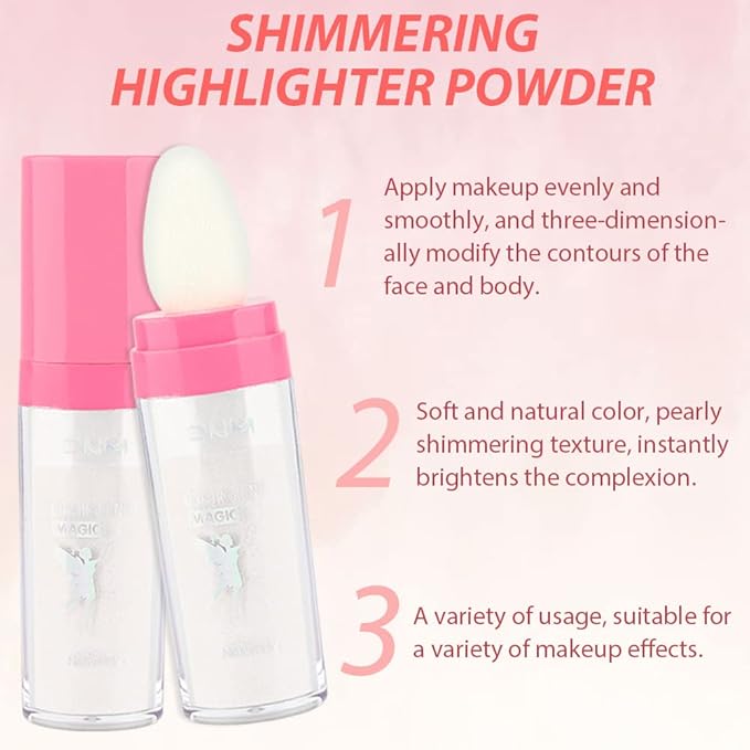 evpct 1Pcs Glitter Highlighter Powder Stick Make up Puff Fairy Stick Peal White Shimmer Glitter Face Body Liquid Highlighter makeup illuminators de maquillaje polvo traslucido maquillaje para mujer 01-Velvo Beauty