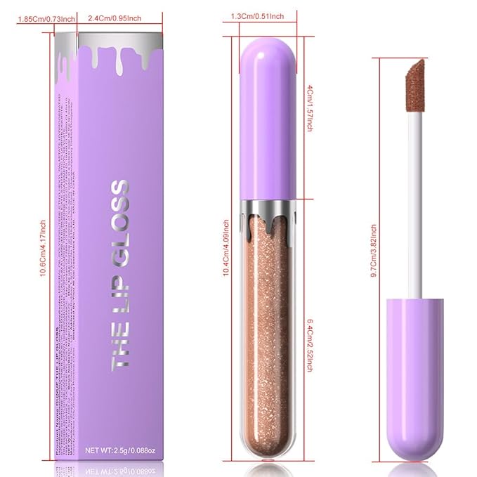 Glitter Liquid Lip Gloss,Bronze Shimmer Lipstick, Waterproof Shimmer Lip Stain Lip Glaze, High Shine Long Lasting Shiny Lip Color Makeup 14#-Velvo Beauty
