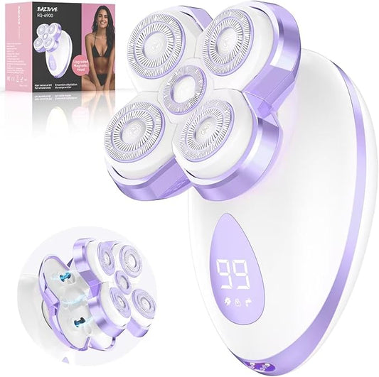 Electric Razors for Women - Upgraded Magnetic Electric Shaver for Women, Cordless Painless Hair Remover for Legs Bikini Face, Lady Trimmer for Sensitive Skin, Detachable and Waterproof, Grape-Velvo Beauty