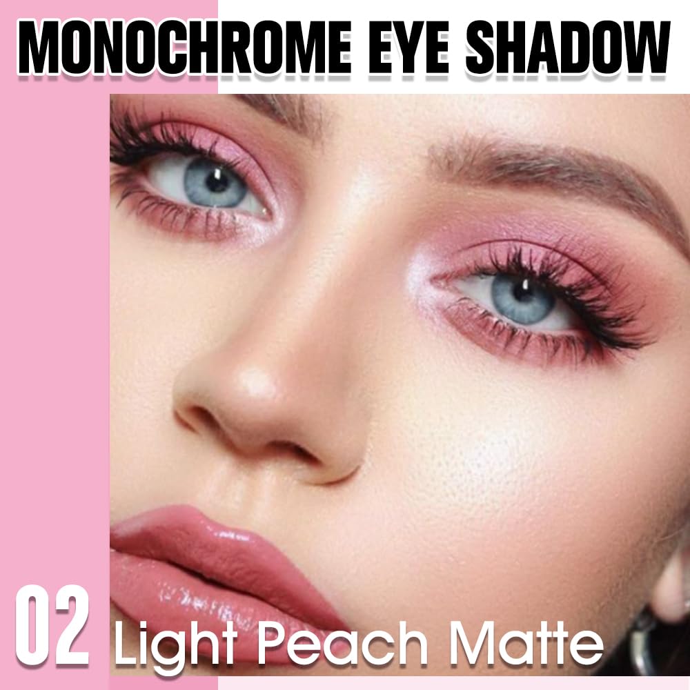 Light Peach Matte Eyeshadow Palette for Women, Single Monochrome Eye Shadow Makeup, Shiny Pressed Powder, Blendable Natural sombras para ojos, Holographic,Vegan,Travel -2-Velvo Beauty
