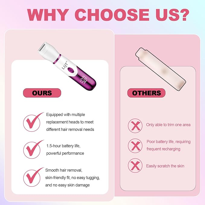Electric Bikini Trimmer for Women,Led Power Display Removal for Body Nose Hair Trimmer Face Shavers Eyebrow Legs Armpit Bikini Area Pubic Underarms Rechargeable Portable 4 in 1 Womens Razors Set-Velvo Beauty