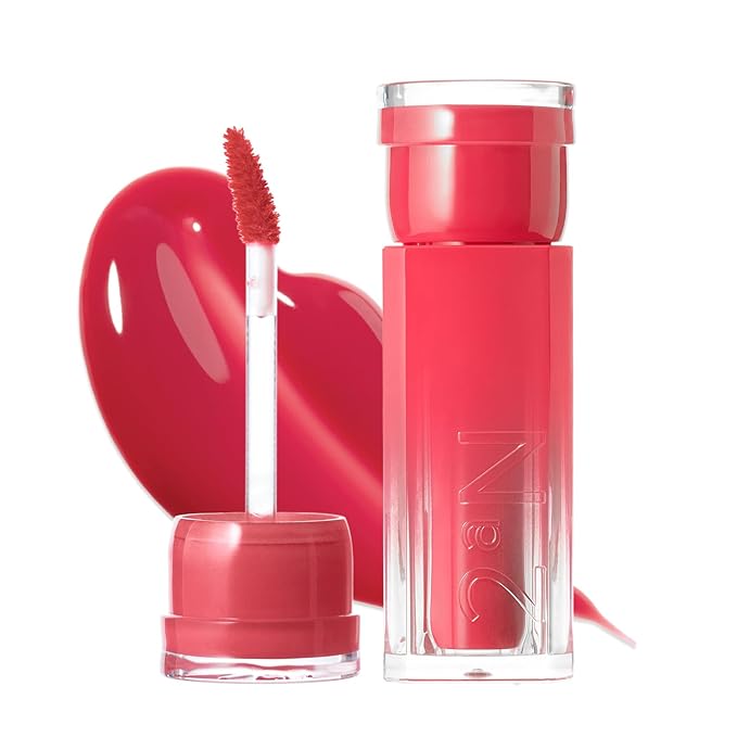 2aN Glaze Bouncing Tint – Lightweight, Moisturizing Lip Tint with High-Shine Finish, Smooth, Light Plumping, Comfortable Wear, Korean Makeup (Rose Moon, 0.16 oz)-Velvo Beauty
