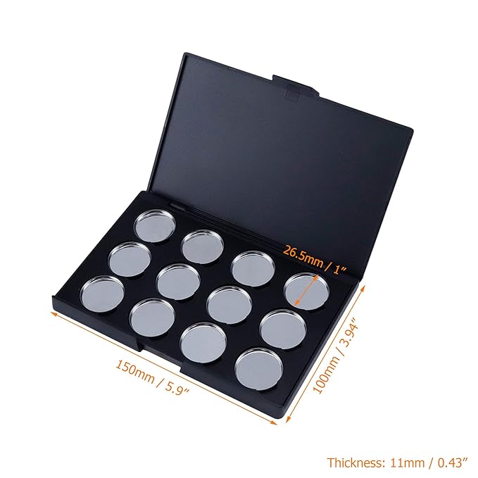 Empty Magnetic Eyeshadow Palette Eyeshadow Case DIY Makeup Palette Makeup Container Organizer, Fit 26mm Round Metal Pans (12 Grids)-Velvo Beauty