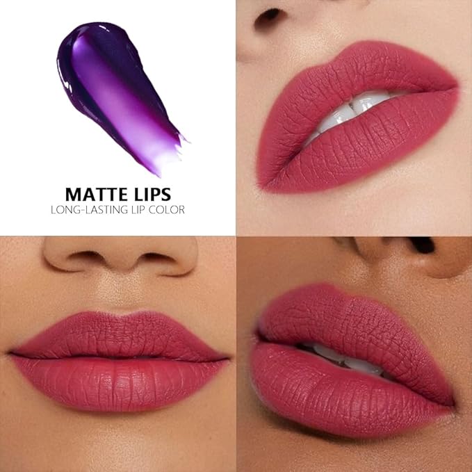 evpct Mauve Red Peel Off Lip Stain Tints, Matte Liquid Lipstick Lip Stain Long Lasting Waterproof for Women, Non-stick Cup Lipstick Peel Off Highly Pigmented Not Faded Smudge-proof Easy to Apply, 02-Velvo Beauty