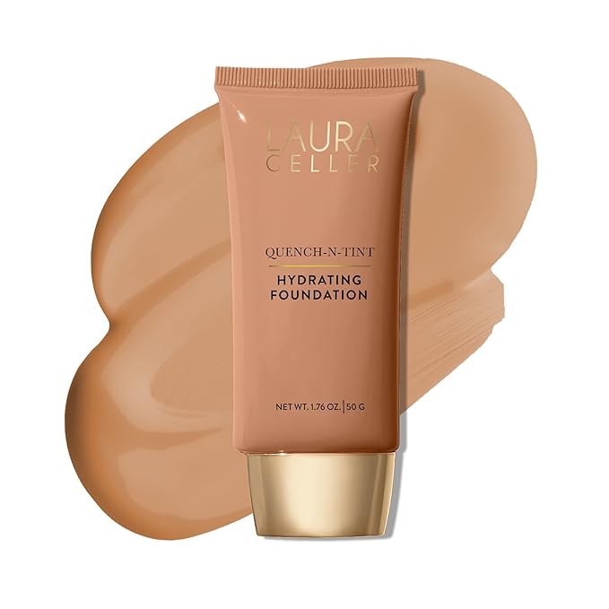 LAURA GELLER NEW YORK Quench-n-Tint Hydrating Foundation - Medium/Deep - Sheer to Light Buildable Coverage - Natural Glow Finish - Lightweight Formula with Hyaluronic Acid-Velvo Beauty
