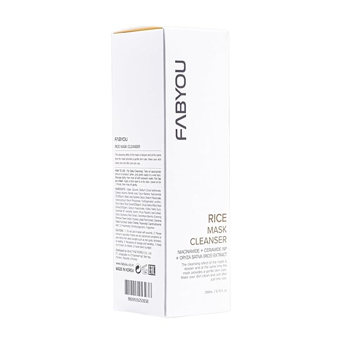 Rice Mask Cleanser 6.76 fl oz - Glow-Boosting & Hydrating Face Wash with Jeju Rice & Natto Gum, Gentle Exfoliating Daily Foam Cleanser, Deep Pore Cleansing, Non-Irritating- Korean Skin Care-Velvo Beauty