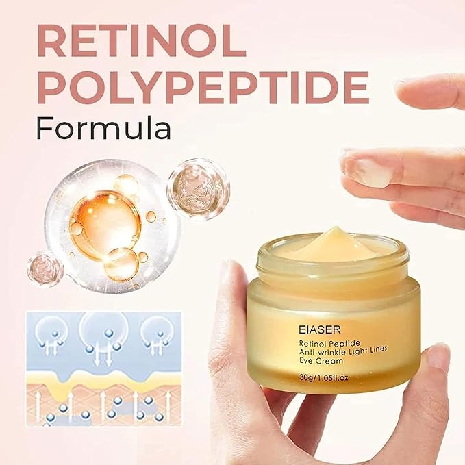 Retinol Polypeptide Eye Cream,Retinol Eye Cream for Dark Circles and Puffiness, Visible Results in 3-4 Weeks, Under Eye Cream for Anti Aging, for Puffiness and Bags to Reduce Fine Lines(2pcs)-Velvo Beauty