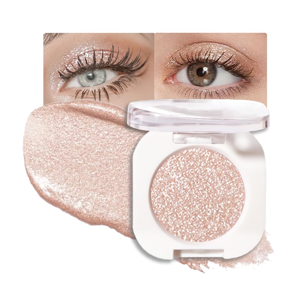 Pearl White Glitter Eyeshadow Palette for Women, Single Monochrome Eye Shadow Makeup, Shiny Pressed Powder, Blendable Natural sombras para ojos, Holographic,Vegan,Travel -11-Velvo Beauty