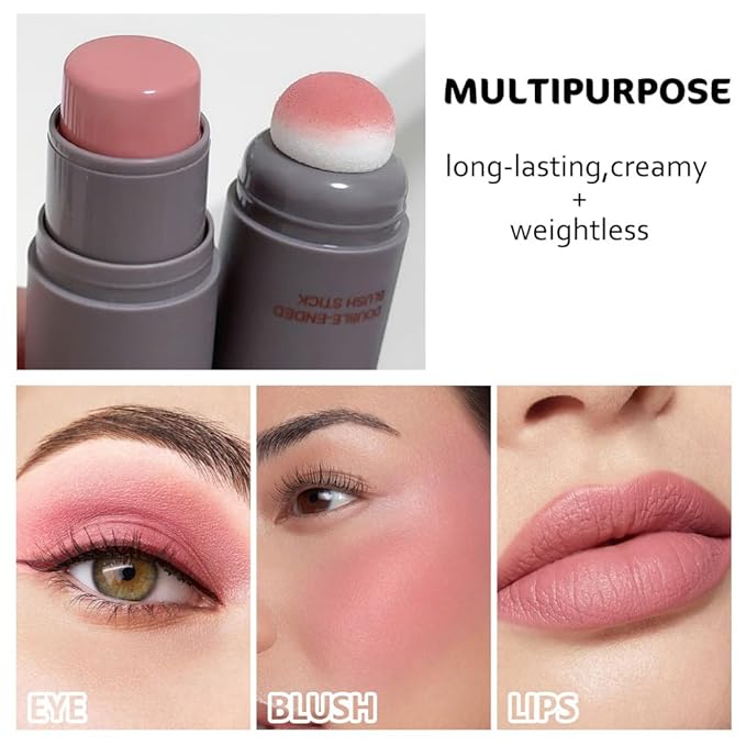 Cream to Powder Blush Stick, High Impact Color, Moisturizing Face Makeup (01#, 1 Count (Pack of 1))-Velvo Beauty