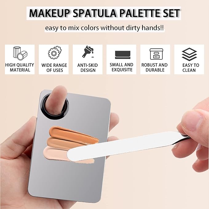 Picasso Makeup Spatula,Foundation Spatula,Foundation Palette,Make Up Spatula Tool,Mixing Nail Art Palette Beauty Skincare Cosmetic Spatula Makeup Tools,(Spatula+Palette+2 Pcs Powder Puff)-Velvo Beauty