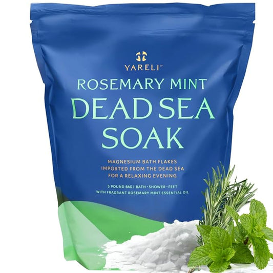 Magnesium Flakes, 5lb Rosemary Peppermint, Dead Sea Bath and Foot Soak, Alternative to Epsom Salt with Over 250,000mg of Magnesium Chloride Per Bag-Velvo Beauty