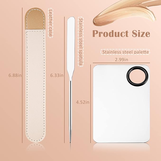 DAGEDA Stainless Steel Makeup Spatula Set, Makeup Mixing Palette Make up Spatula Tool, Foundation Spatula Makeup Foundation Mixing Pigment Palette, Cosmetic Spatula Foundation Palette Make up Tool-Velvo Beauty