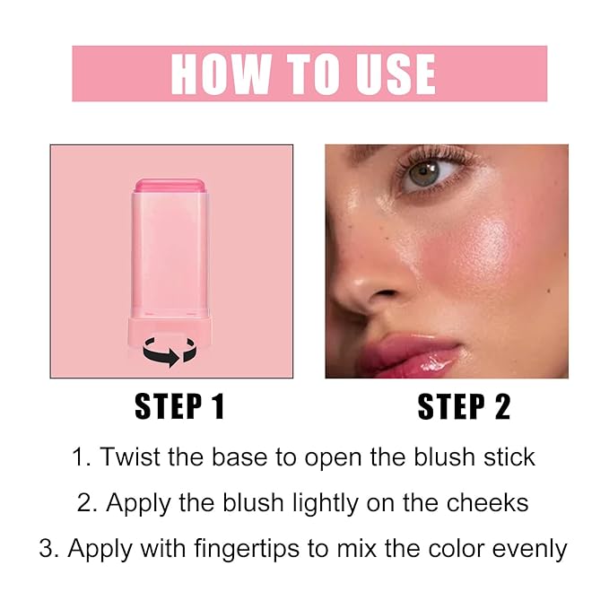 Blush Rare Beauty Liquid Blush Stick Cream Blush Natural Waterproof Long Lasting Powder Blusher,On The Go Blush Brushes For Makeup Cheeks,Suitable For All Skin Types (pink)-Velvo Beauty