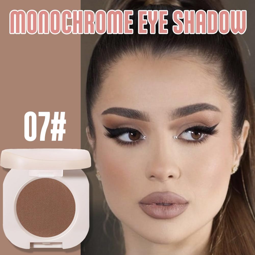 Single Nude Coffee Brown Matte Eyeshadow,Bright Intense Monochrome Eye Shadow,Apply Makeup Easily,Matte Pressed Powder Single Eyeshadow,24 Hour Eye Makeup Longwear Waterproof-Velvo Beauty