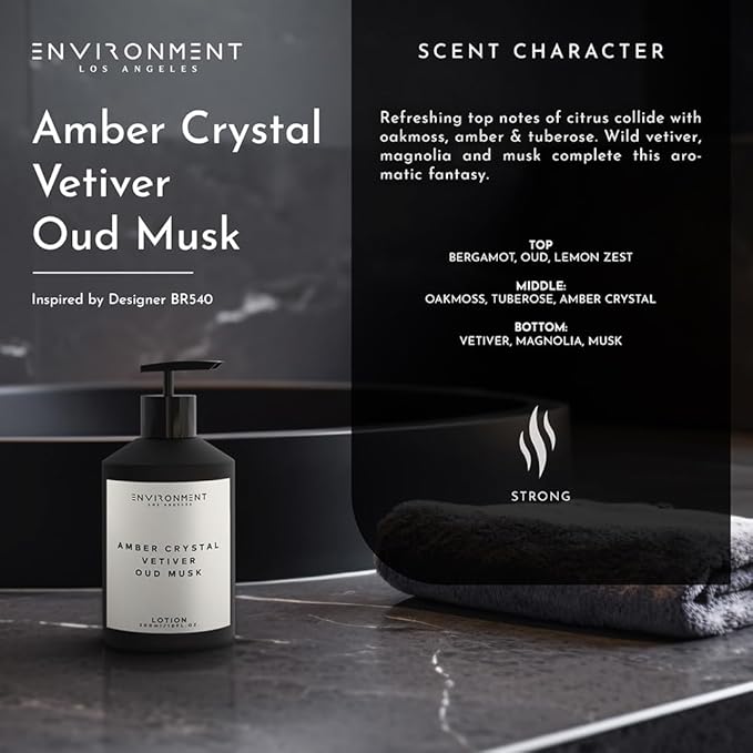 ENVIRONMENT Inspired by Designer Perfume BR540 Lotion, 300ml Luxury Scented Lotion (Amber Crystal | Vetiver | Oud Musk) Bathroom Luxury, Men & Women High-End Body Lotion, Hand Cream, Dry Skin Help-Velvo Beauty