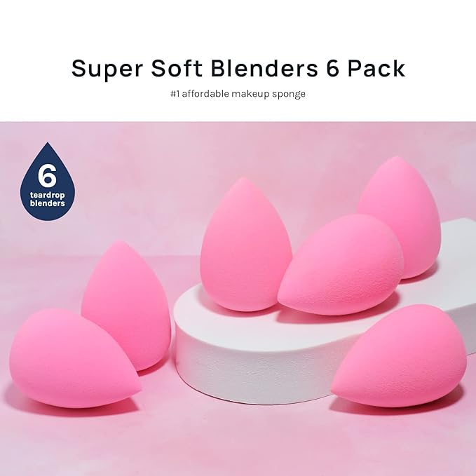 AOA Studio Collection makeup Sponge Set Latex Free and High-definition Set of 6 makeup Wonder blender For Powder Cream and Liquid, Super Soft Wonder Beauty Cosmetic-Velvo Beauty