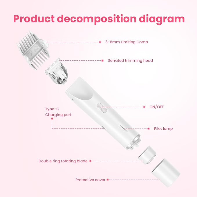 Bikini Trimmer for Women-2 in 1 Electric Razors for Women,USB Rechargeable Bikini Electric Shaver,IPX7 Waterproof Dry & Wet Use Body Hair Trimmer and Facial Hair Remover for Underarm Leg Body,White-Velvo Beauty