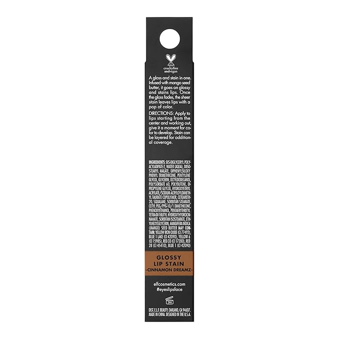 e.l.f. Glossy Lip Stain, Long-Lasting, Lightweight Lip Stain For A Sheer Pop Of Color & Subtle Gloss Finish, Vegan & Cruelty-Free, Cinnamon Dreamz-Velvo Beauty