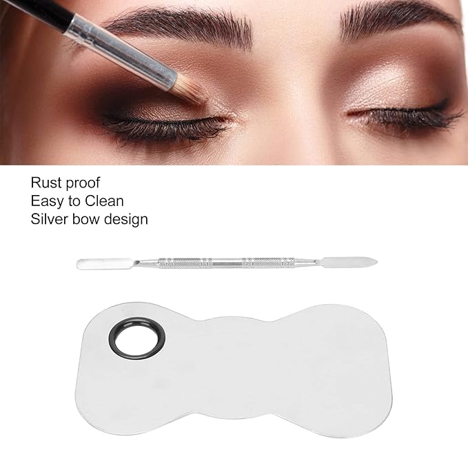 Cosmetic Makeup Palette Spatula, Mixing Bow Shape Stainless Steel Makeup Palette for Cosmetic Blend-Velvo Beauty