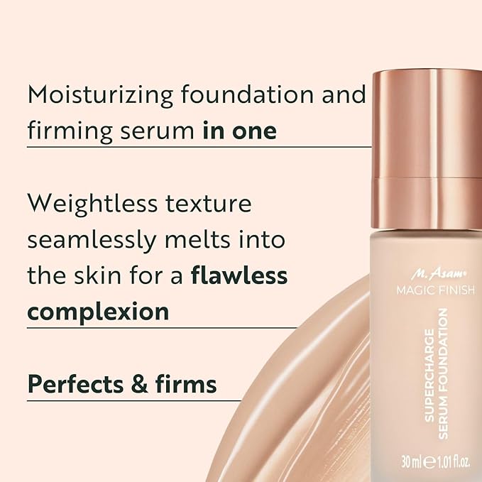 M. Asam MAGIC FINISH Supercharge Serum Foundation Soft Ivory (1.01 Fl Oz) - Moisturizing Make Up & Firming Face Serum In One, Anti-aging CC Cream With Optimal Coverage & Hyaluronic Acid-Velvo Beauty
