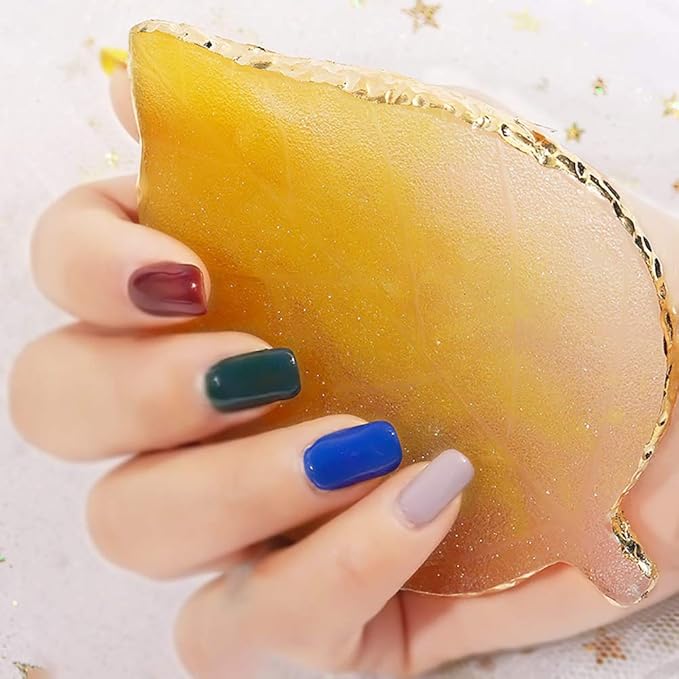 1 Pcs Leaf Resin Nail Art Palette Painting Makeup Palette Tray Cosmetic Nail Gel Polish Colors Mixing Pallet Pink-Velvo Beauty