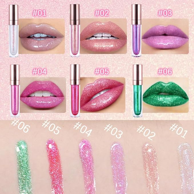 GECOMO Colorful Explosive Pearlescent Lip Gloss 3D Multifunctional Fine Glitter Chameleon Lip Gloss Polarized Diamond Makeup,Magic Big Brush Color Changing Lip Oil(105# BLUISH PURPLE FLASH)-Velvo Beauty