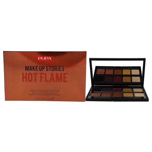 Pupa Milano Make Up Stories Eyeshadow Palette 002 Hot Flame - 10-Shade Shadow Collection with Matte, Satin, and Metallic Color Options - High Pigment Formula - Soft, Blendable Texture - 0.63 oz-Velvo Beauty