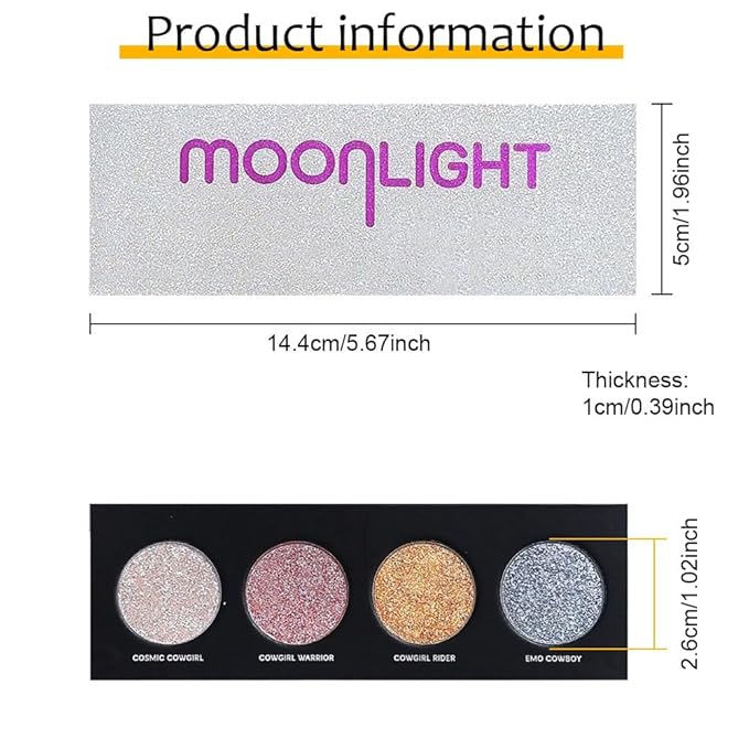 4 Colors Highlight Silver Gold Eyeshadow Palette, SHANY Cosmetics Shimmer Eyeshadow Palette, Cruelty-Free and Vegan Formula, Glitter Shimmer Eyeshadow for Professional Makeup-Velvo Beauty