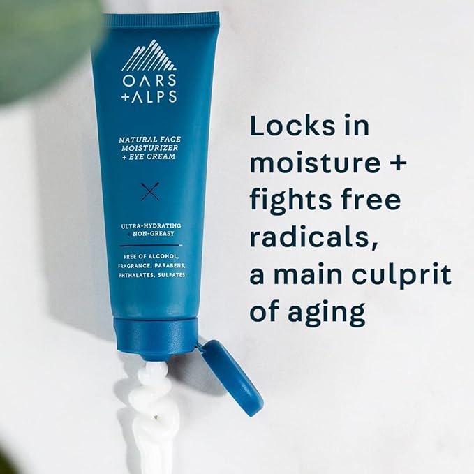 Oars + Alps Face Moisturizer and Eye Cream, Dermatologist Tested Skin Care Infused with Aloe Leaf Juice and Vitamin E, TSA Friendly, 2.5 Fl Oz, 2 Pack-Velvo Beauty