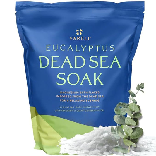 Magnesium Flakes, 5lb Eucalyptus, Dead Sea Bath and Foot Soak, Alternative to Epsom Salt with Over 250,000mg of Magnesium Chloride Per Bag-Velvo Beauty
