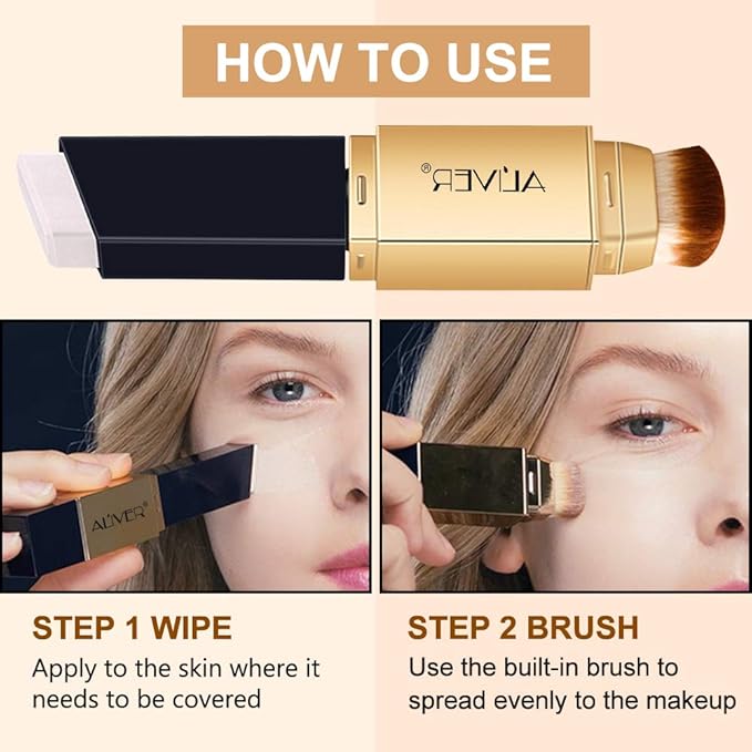 2 IN 1 Design Foundation & Brush, Face Makeup Foundation, Portable Makeup Concealers, Color Changing Foundation, Concealer Cover Concealer-Velvo Beauty