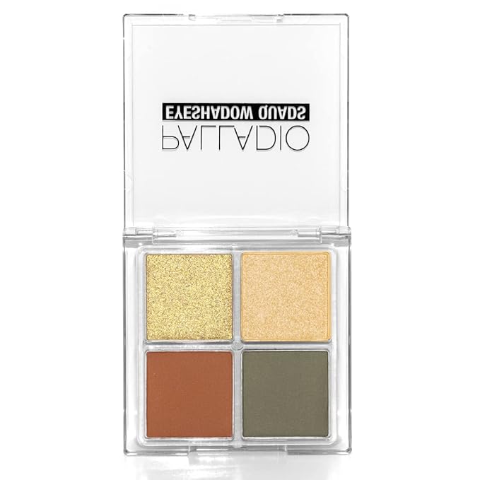 Palladio Eyeshadow Quads, Velvety Pigmented Blendable Matte, Metallic & Shimmer Finishes, Creamy Formula, Four Way Quad Eye Shadow Palette, Talc-Free (Gold Digger)-Velvo Beauty