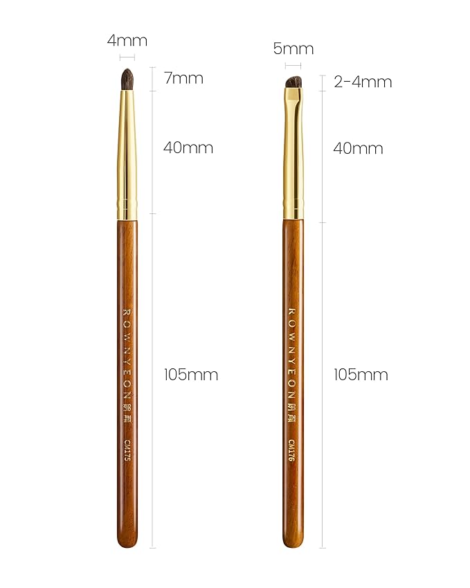 Desert Oak Series Aegyo-Sal Brush Duo - Under-Eye Highlight & Contour Set with Pony Hair, Bubinga Handle (CM175 + CM176)-Velvo Beauty