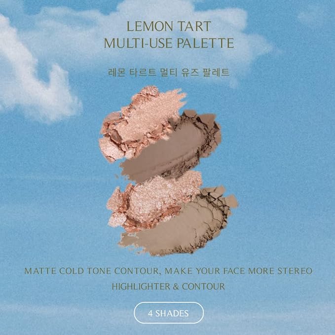 FreshO2 x Pony | Lemon tart multi-use Palette | 2 shades of highlight and 2 shades of contour| Delicate pearl like shimmer, super smooth | Made In Taiwan | Vegan Cruelty Free-Velvo Beauty
