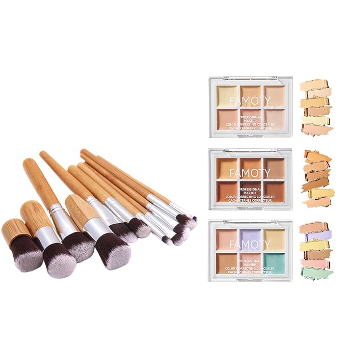 3 Pack Highlight & Contour Pro Palette, with 11 Pcs Premium Makeup Brushes, Waterproof Long-Lasting Full Face Cosmetics Cream Contour 18 Colors Full Makeup Kit for Women Birthday Gift-Velvo Beauty
