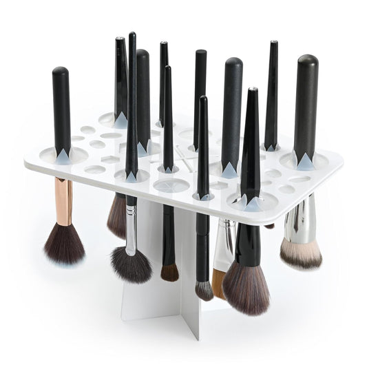 Makeup Brushes Drying Rack, Brushes Dryer, Collapsible 28 Slot Acrylic Brush Holder Stand Tree Tray Support Display for Makeup Artist Acrylic Nail Brushes Makeup Lovers-Velvo Beauty