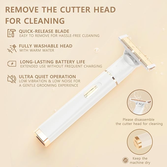 Women's 5-in-1 Electric Bikini Trimmer, USB-C Rechargeable Shaver & Trimmer for Body, Face & Nose – Painless Wet & Dry Shave (Keep Device Dry; Remove Blades for Cleaning)-Velvo Beauty