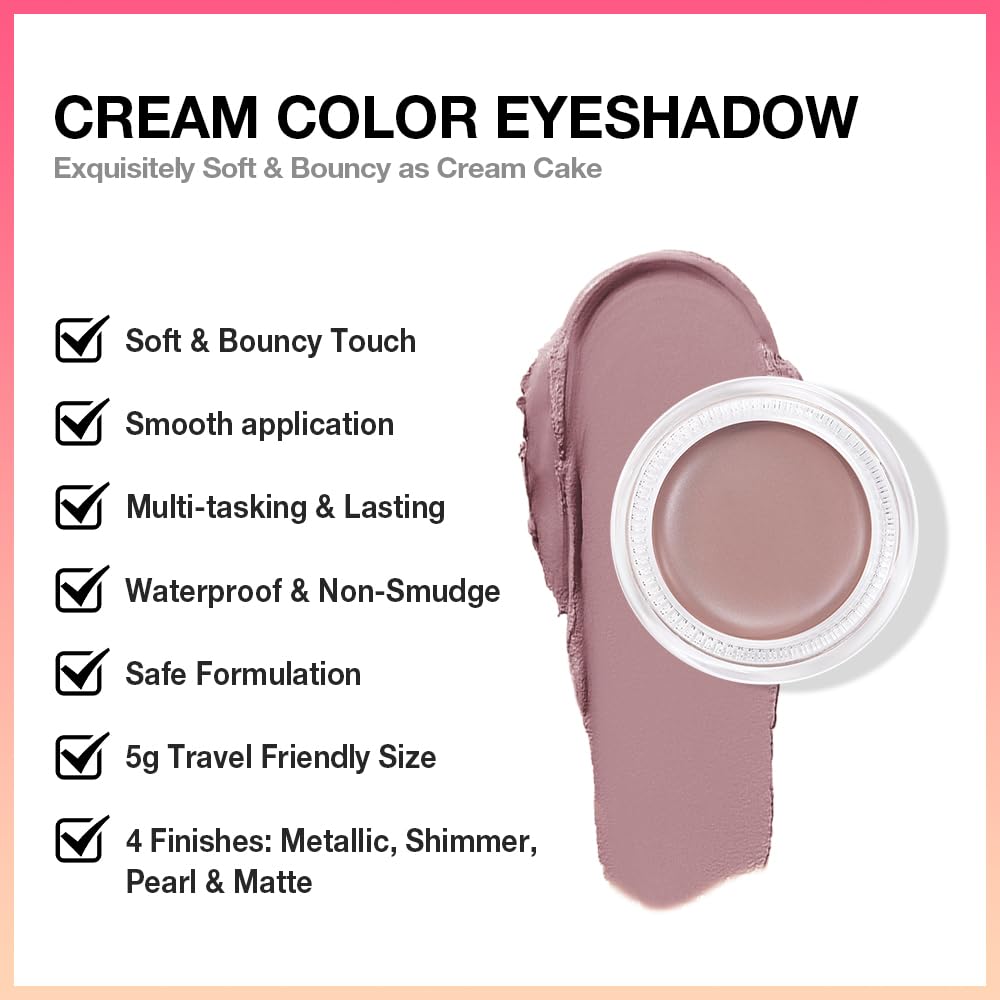 Single Cream Putty Matte Eyeshadow Palette Makeup, Natural Single Mini Instant Holographic Eyeshadow For Older Women, Sombras Crema Para Ojos, Talc, Paraben & Cruelty Free, 23-Velvo Beauty