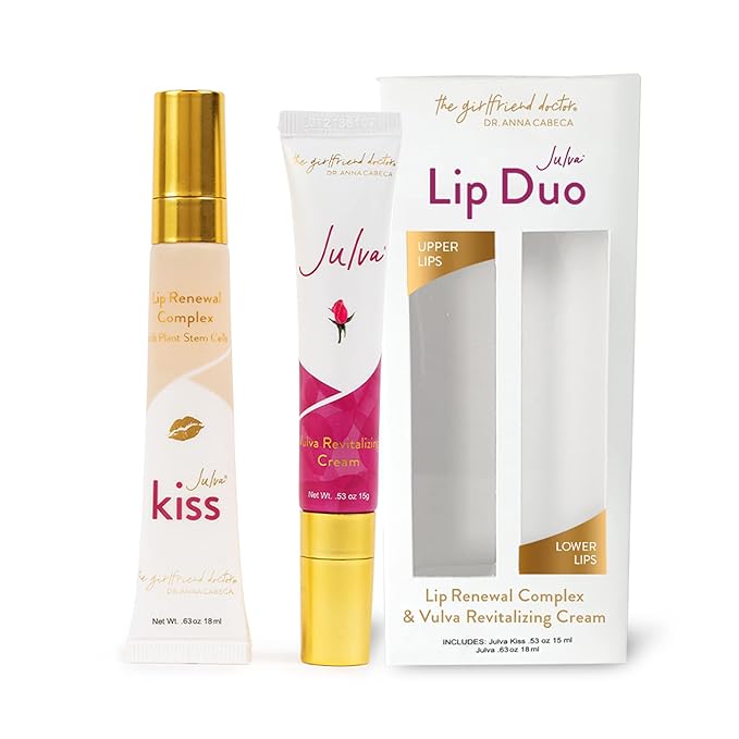 Lip Duo by Dr. Anna Cabeca - Julva Revitalizing Feminine Cream Personal Moisturizer and Julva Kiss Lip Renewal Complex-Velvo Beauty