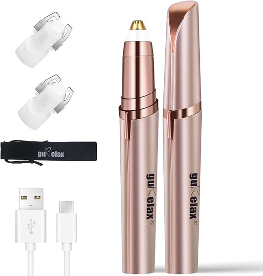 Gurelax Women's Electric Eyebrow Trimmer with Replacement Blades, Precision LED Light, Safe and Instant Painless Hair Remover-Velvo Beauty